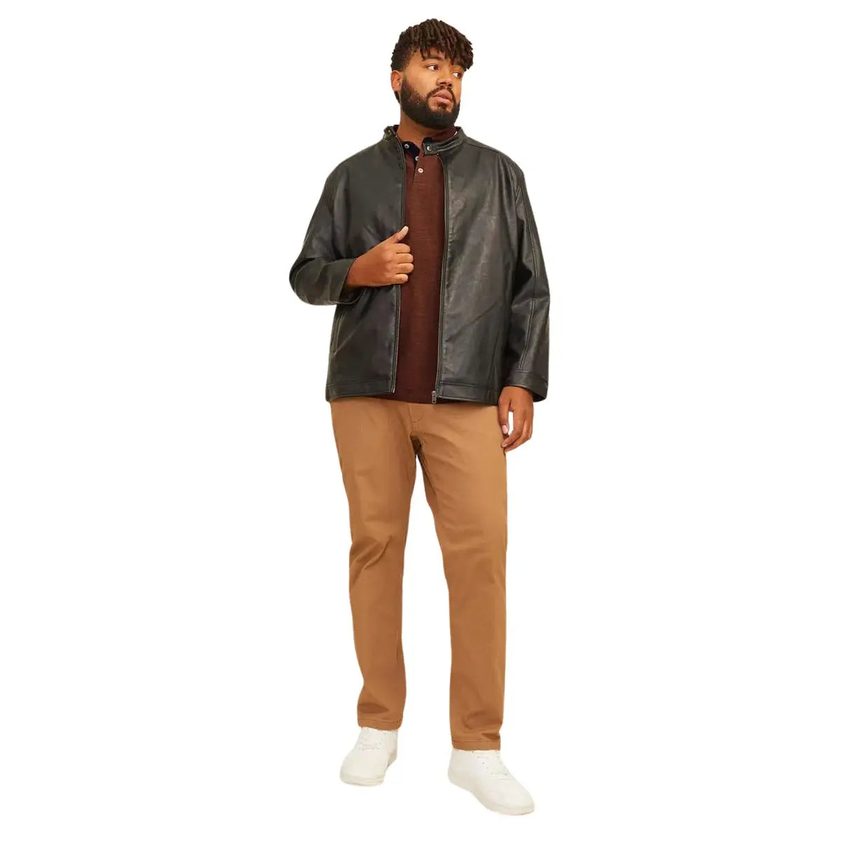 Duża męska polówka koszulka z kołnierzykiem Jack &amp; Jones 12143859 brązowa