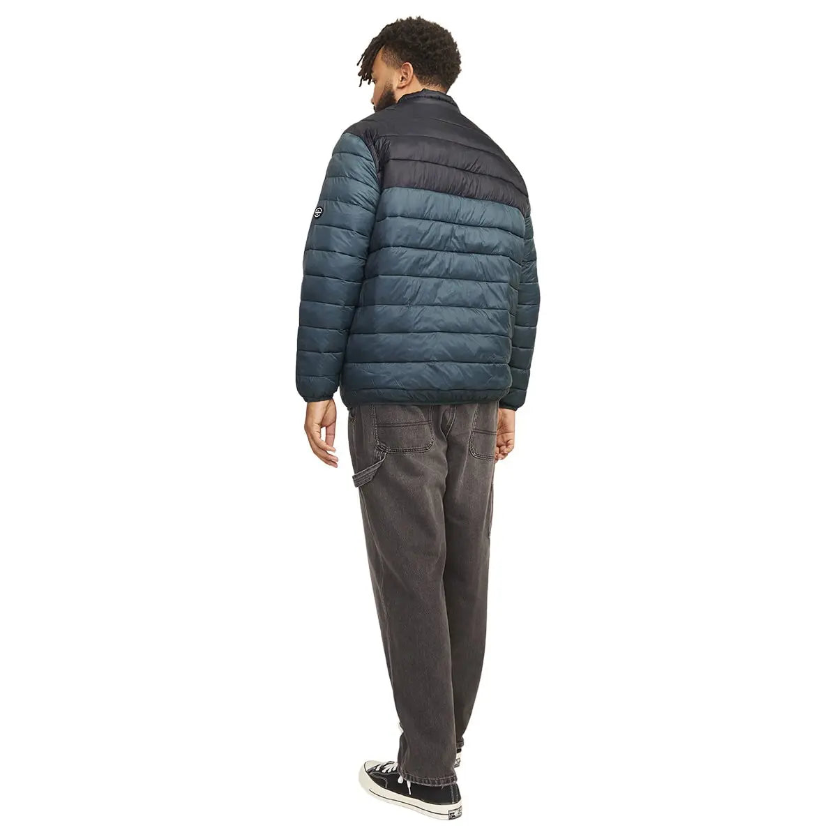Duża męska kurtka jesienno-zimowa ze stójką Jack &amp; Jones 12259005 morska