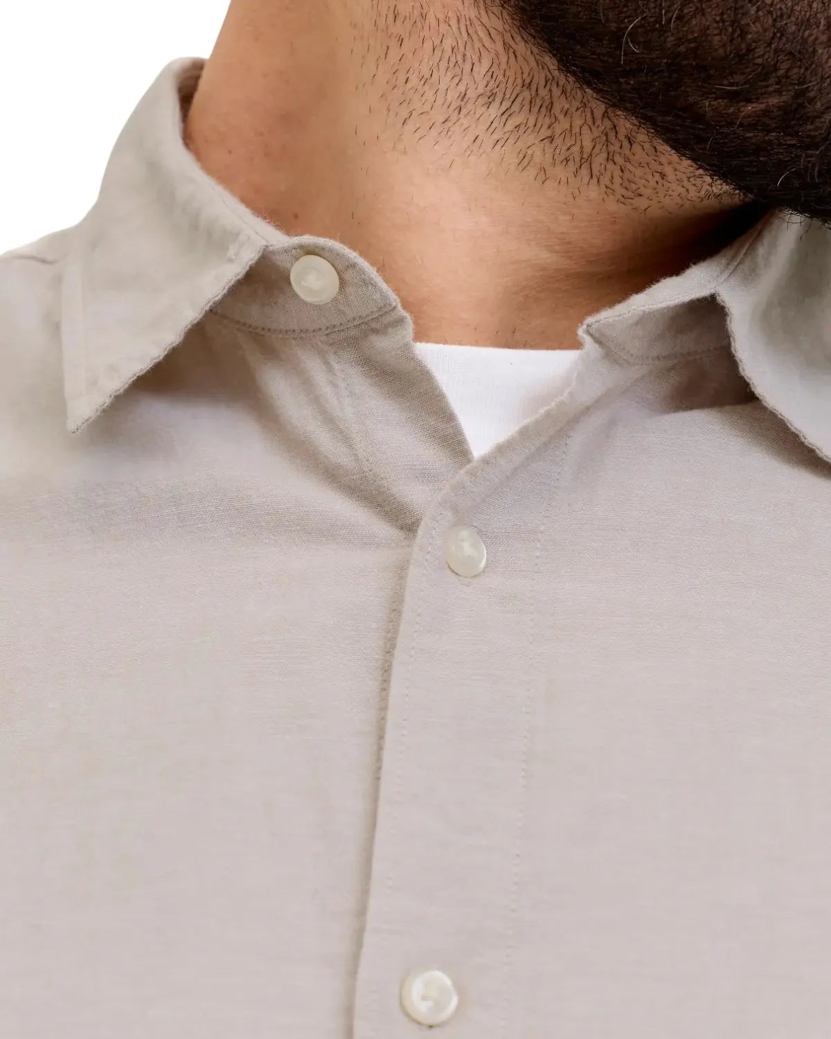 Velká pánská košile s lnem, krátký rukáv Jack &amp; Jones 12294285 béžová