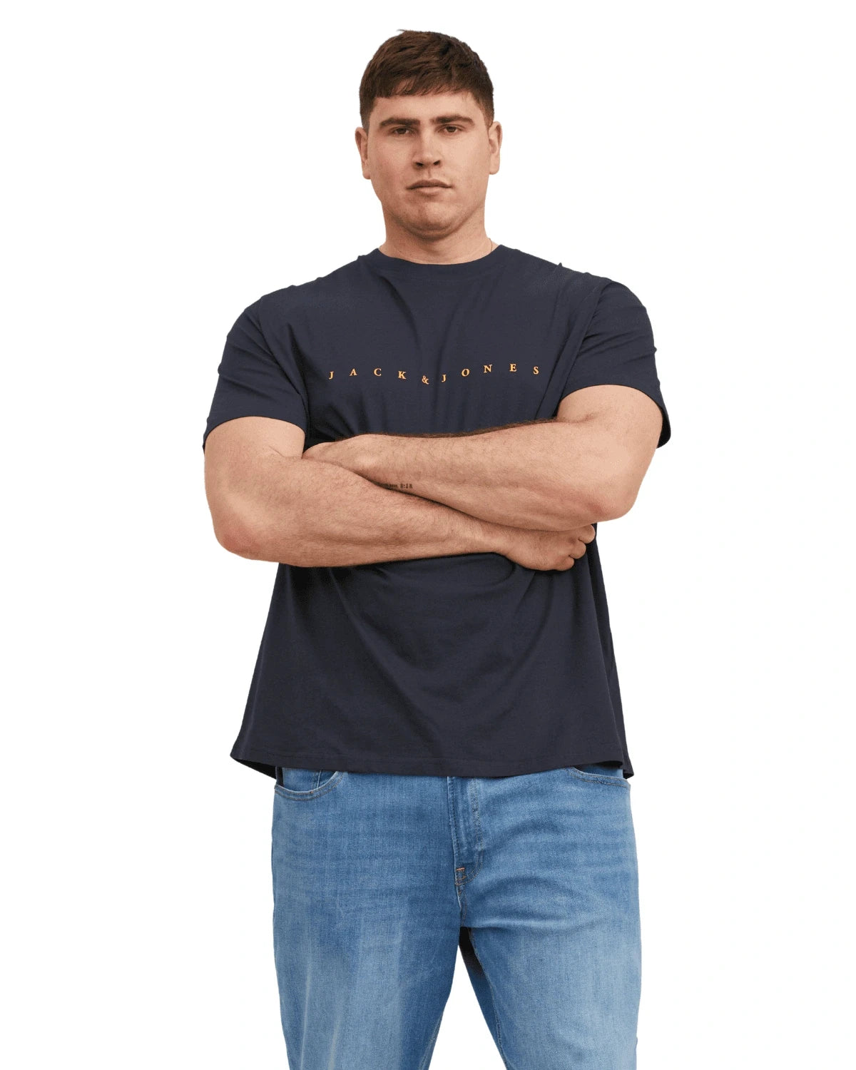 Duża męska koszulka z napisem Jack & Jones 12243625 granatowa – zdjęcie 3