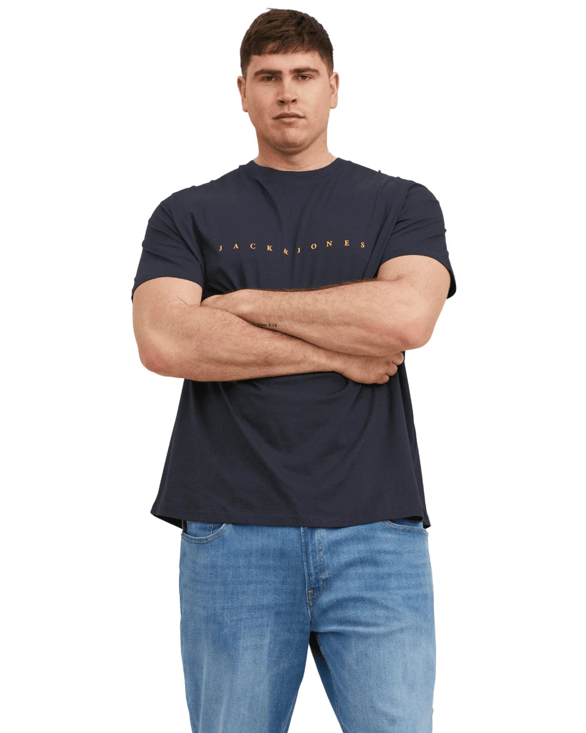 Duża męska koszulka z napisem Jack &amp; Jones 12243625 granatowa – zdjęcie 4