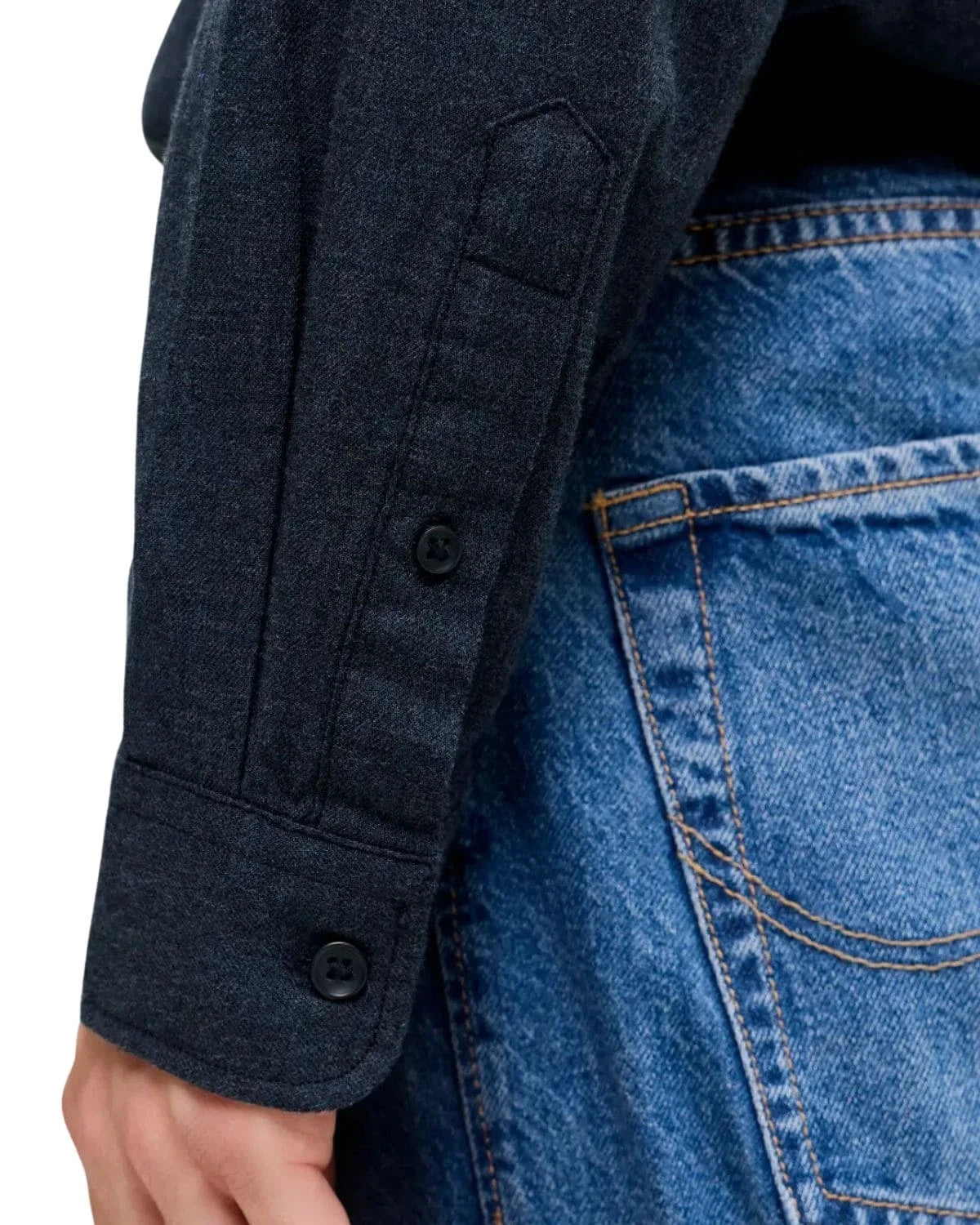 Duża męska koszula długi rękaw Jack &amp; Jones 12299869 granatowa – zdjęcie 3