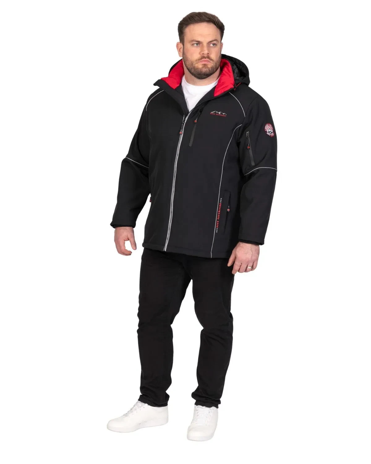 Duża męska kurtka softshell z kapturem Duke D555 Jamie czarna – zdjęcie 9
