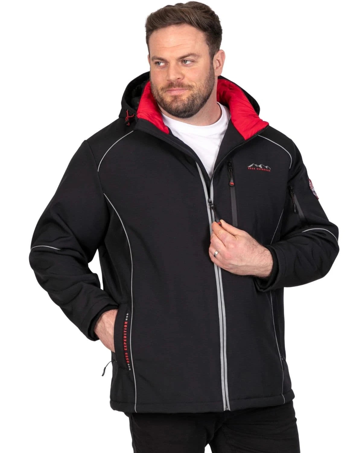 Duża męska kurtka softshell z kapturem Duke D555 Jamie czarna – zdjęcie 1