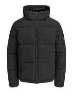 Duża męska kurtka jesienno-zimowa pikowana z kapturem Jack & Jones 12303958 czarna – zdjęcie 1