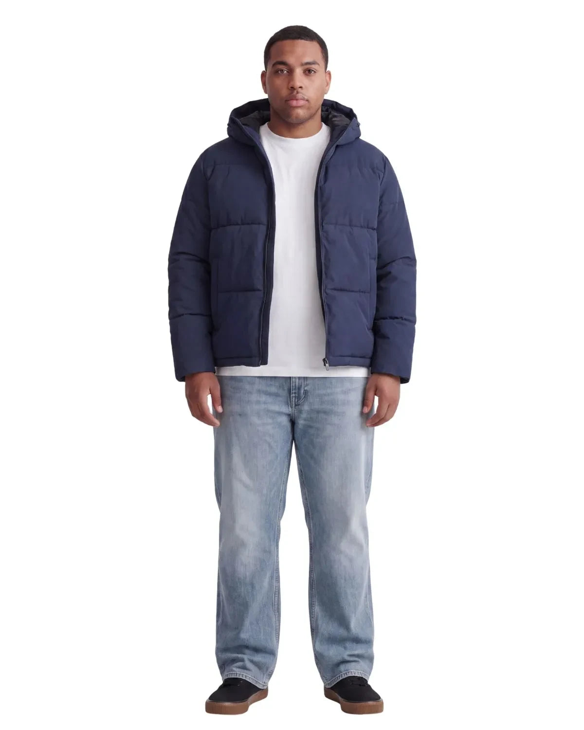 Duża męska kurtka jesienno-zimowa pikowana z kapturem Jack &amp; Jones 12303958 granatowa – zdjęcie 7