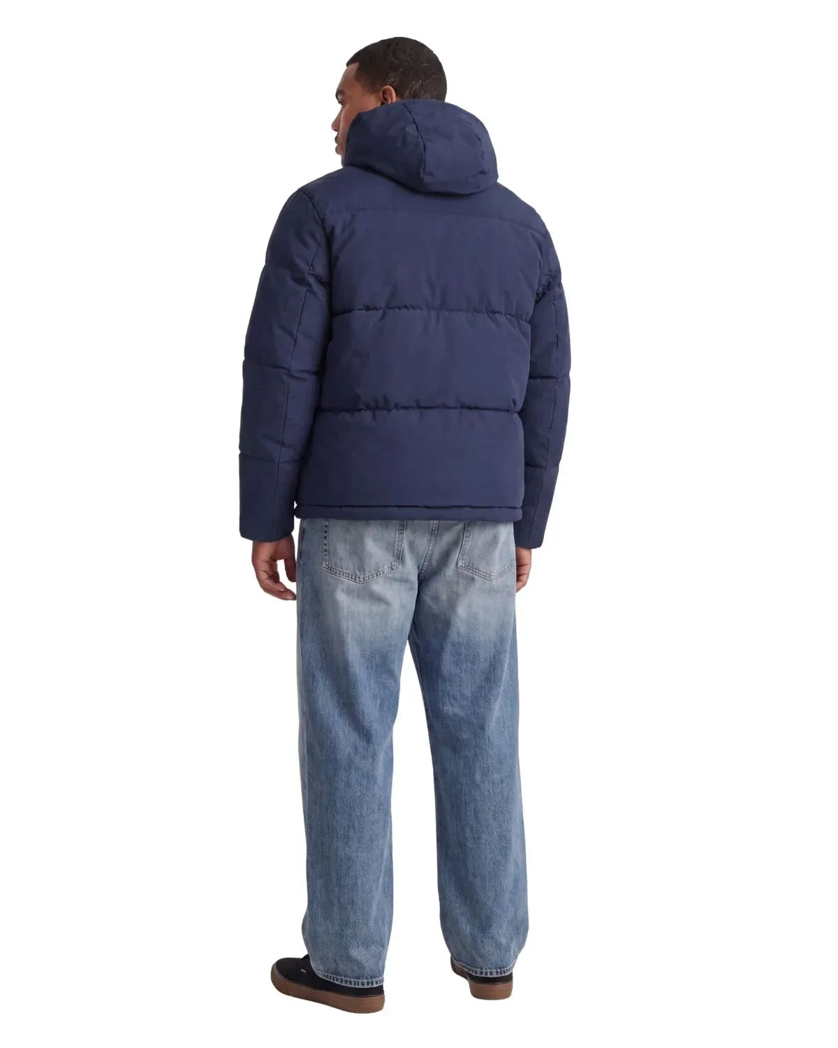 Duża męska kurtka jesienno-zimowa pikowana z kapturem Jack &amp; Jones 12303958 granatowa – zdjęcie 5