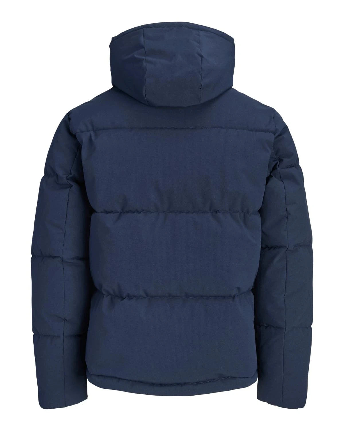Duża męska kurtka jesienno-zimowa pikowana z kapturem Jack &amp; Jones 12303958 granatowa – zdjęcie 4