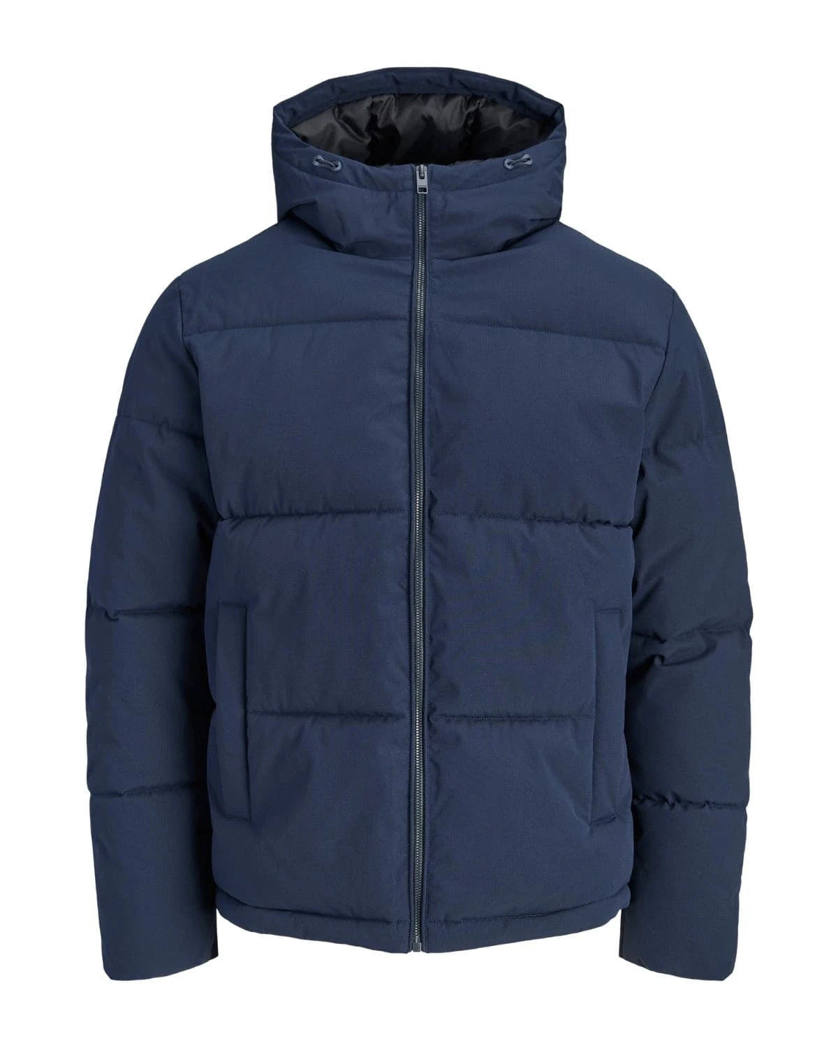 Duża męska kurtka jesienno-zimowa pikowana z kapturem Jack &amp; Jones 12303958 granatowa – zdjęcie 1