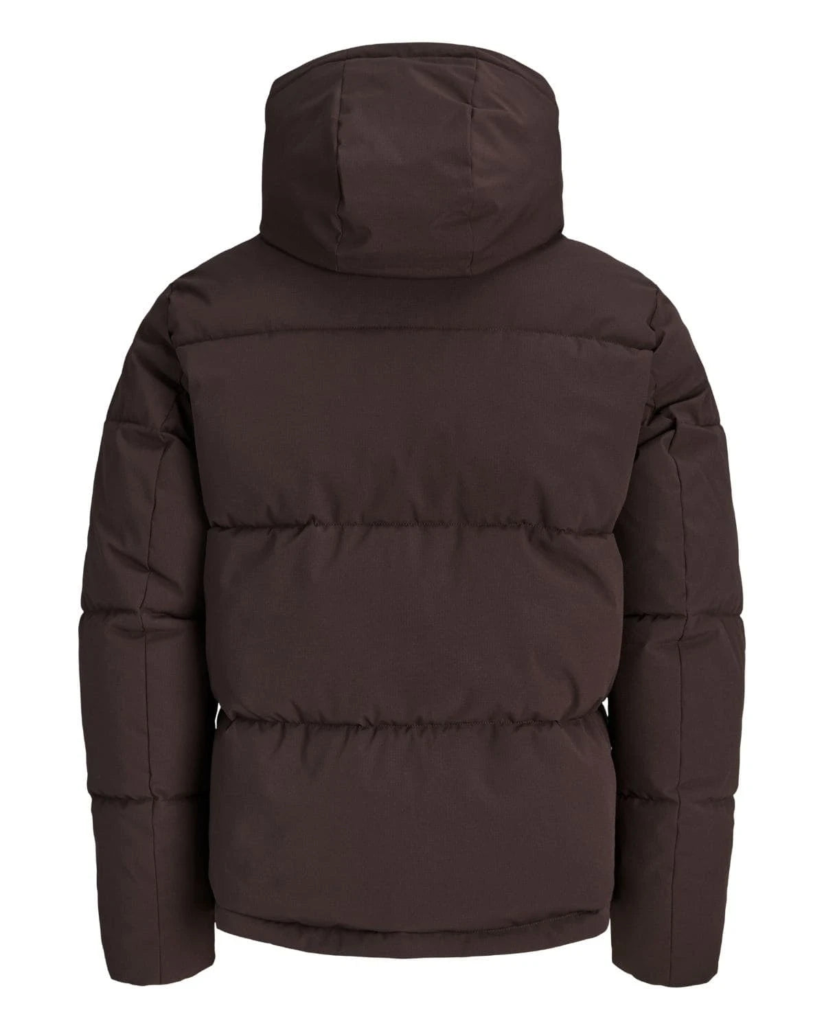 Duża męska kurtka jesienno-zimowa pikowana z kapturem Jack &amp; Jones 12303958 ciemnobrązowa – zdjęcie 6