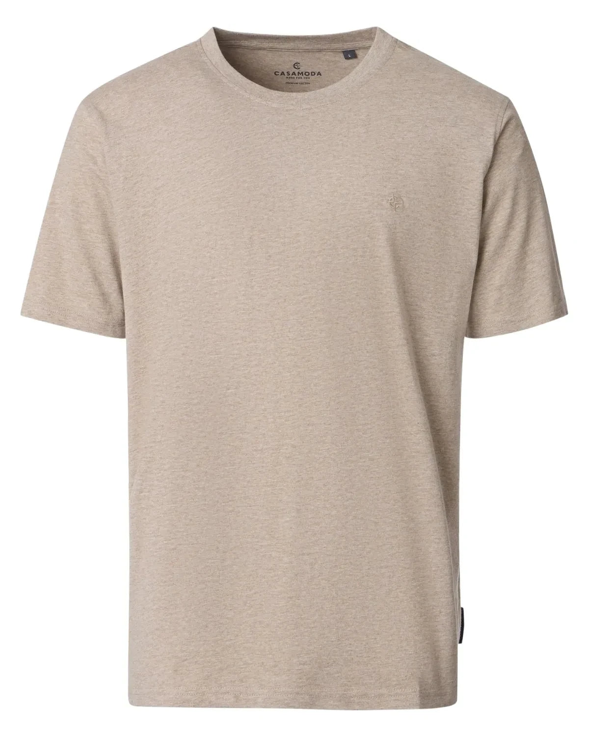 Bezowa meska koszulka t-shirt plus size Casamoda 004200-668 - widok z przodu