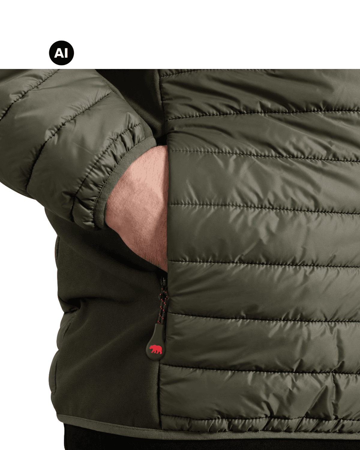 Duża męska hybrydowa kurtka softshell pikowana Duke D555 Northfield khaki – zdjęcie 4