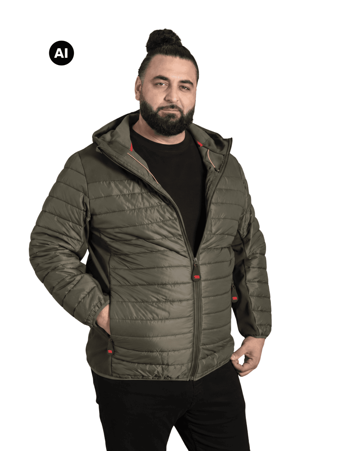 Duża męska hybrydowa kurtka softshell pikowana Duke D555 Northfield khaki – zdjęcie 2