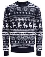 Duży męski sweter świąteczny Jack & Jones 12301734 granatowo-biały – zdjęcie 1