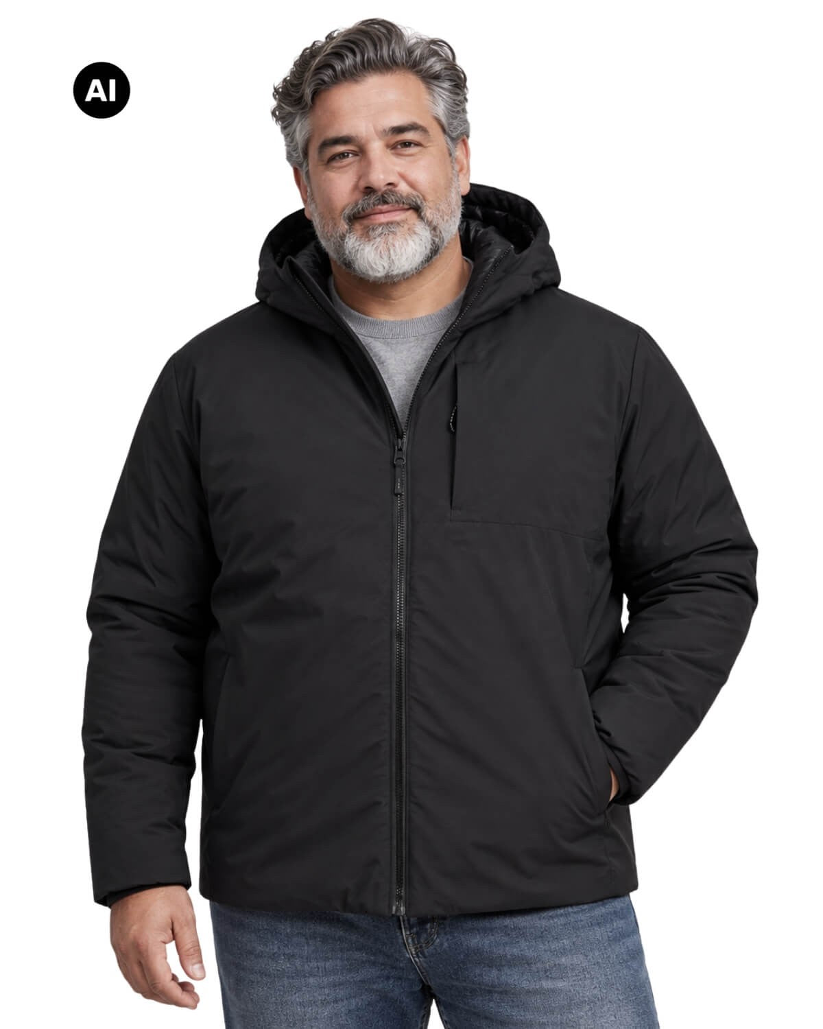 Duża męska kurtka jesienno-zimowa przeciwdeszczowa Jack & Jones 12305871 czarna – zdjęcie 3