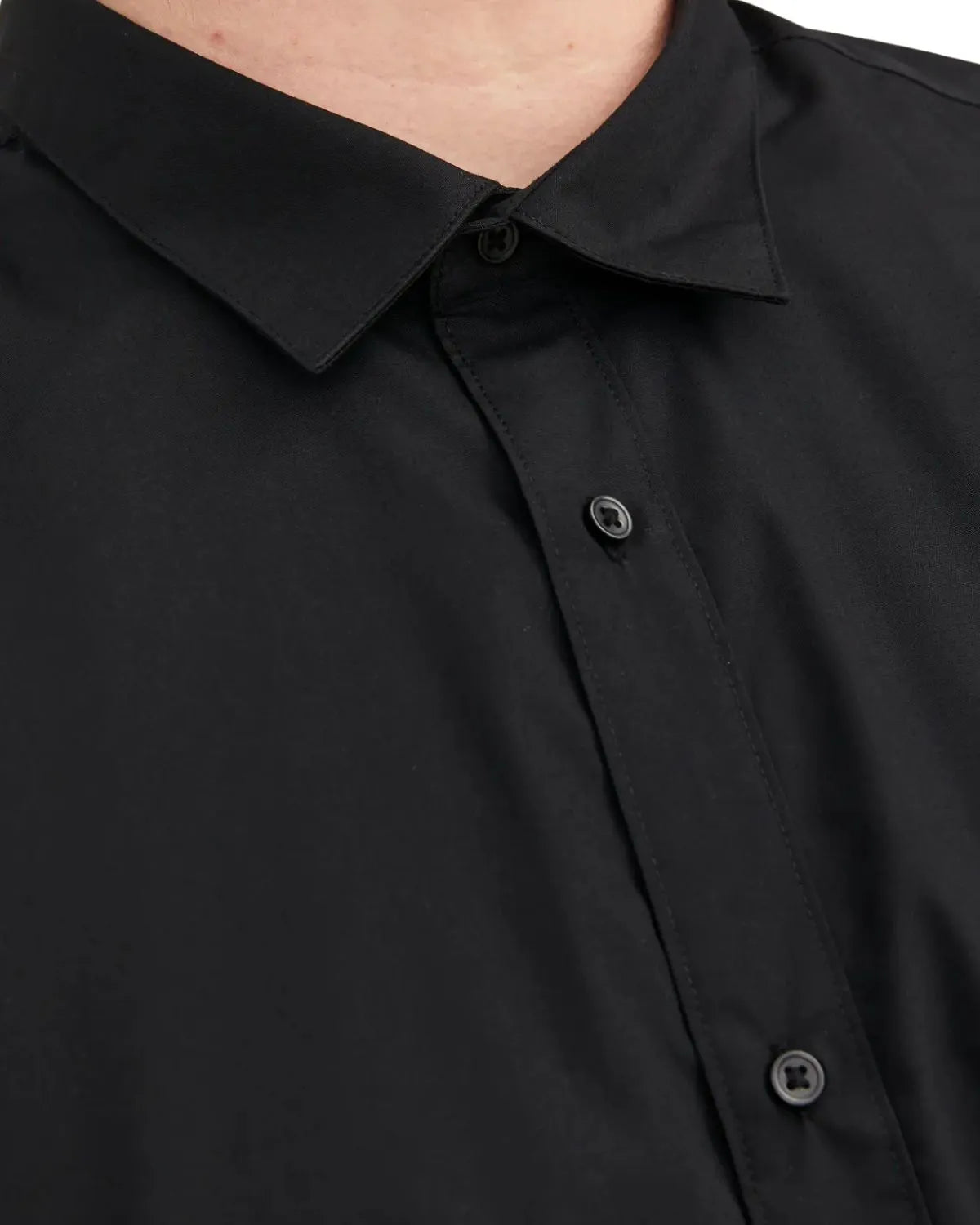Velká pánská hladká košile s dlouhým rukávem Jack &amp; Jones 12200623 černá