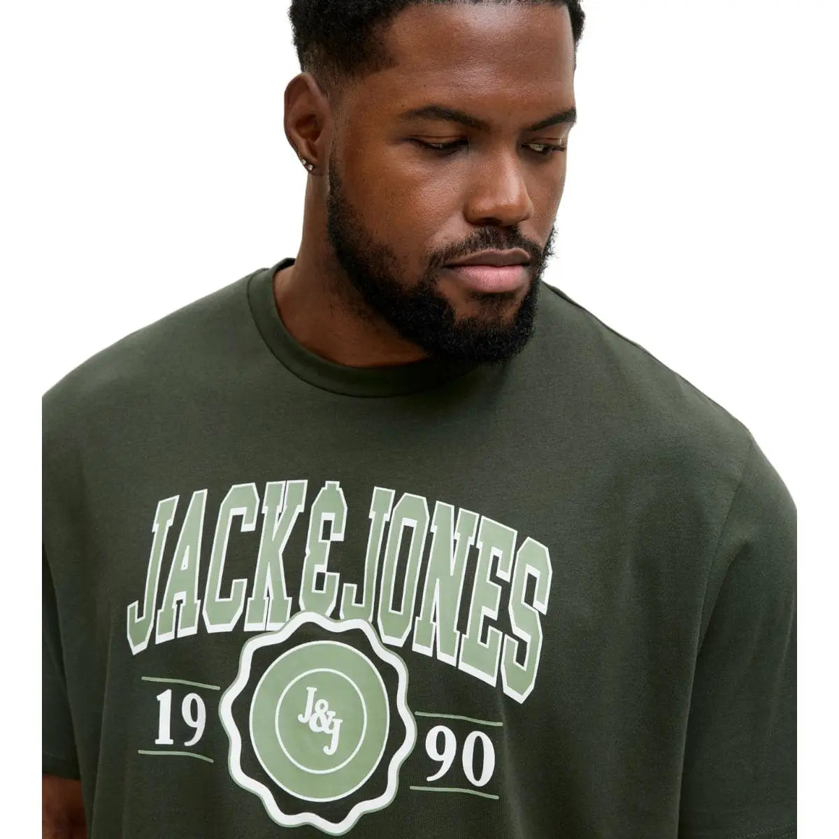 Duża męska koszulka z nadrukiem t-shirt Jack &amp; Jones 12279704 zielony