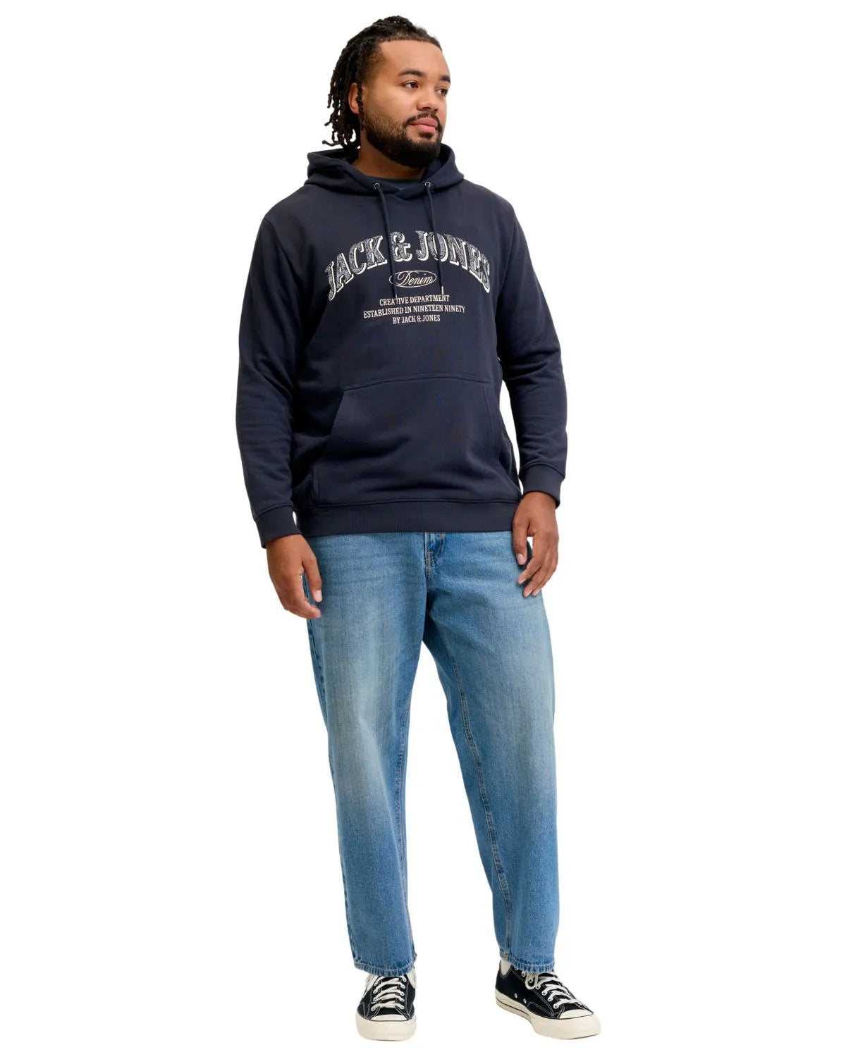 Velká pánská mikina přes hlavu Jack &amp; Jones 12299678 tmavě modrá