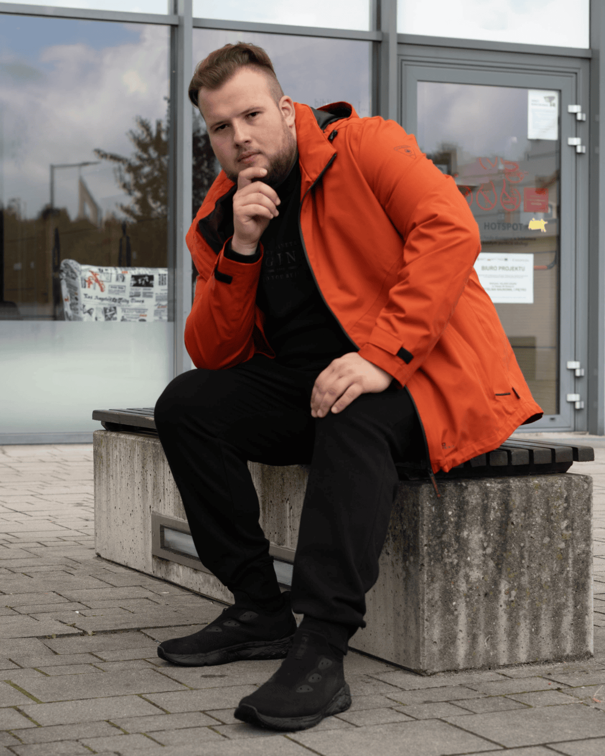 Velká pánská nepromokavá bunda s kapucí Redpoint Len 4.0 cihlová