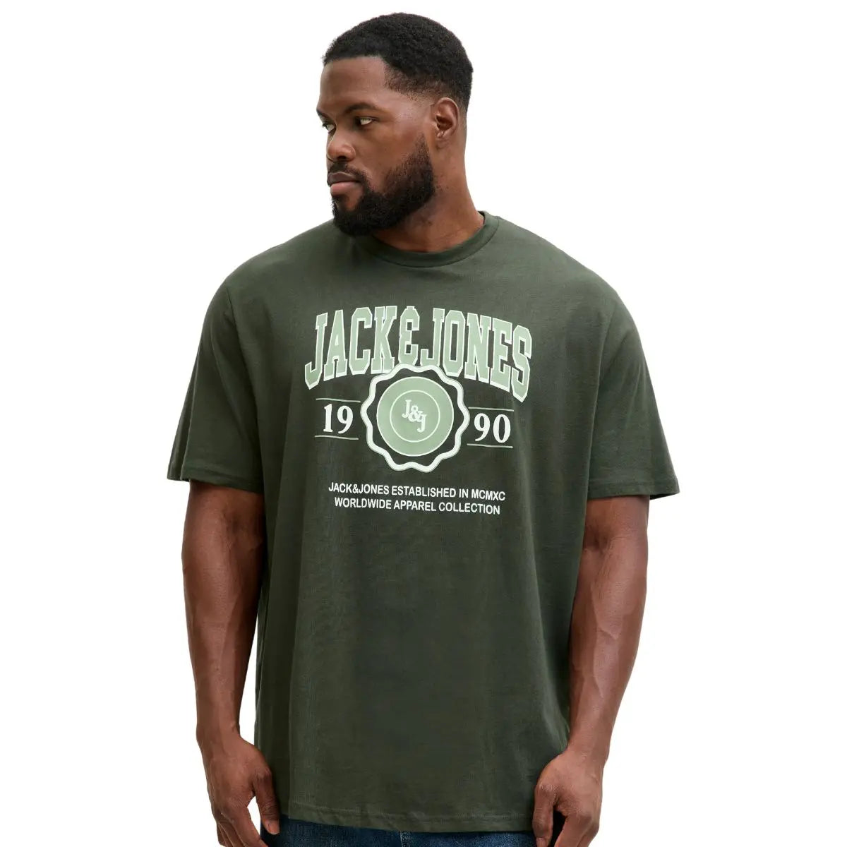 Duża męska koszulka z nadrukiem t-shirt Jack &amp; Jones 12279704 zielony