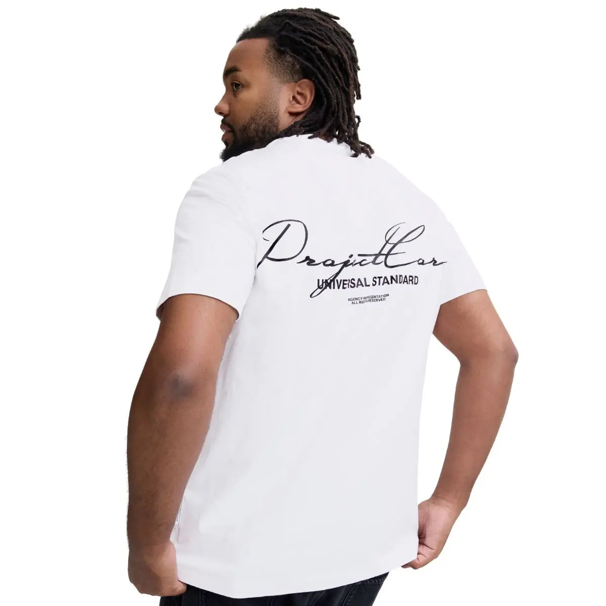 Duża męska koszulka t-shirt  z nadrukiem na plecach Jack &amp; Jones 12288178 biały