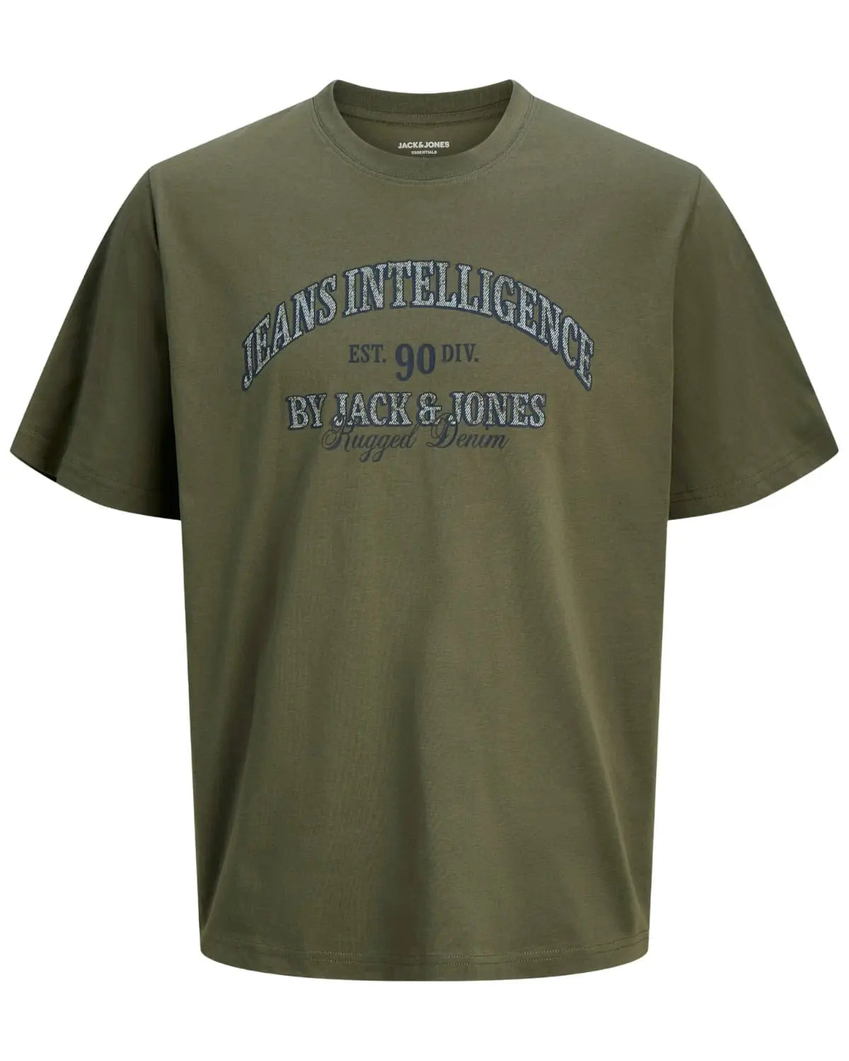 Duża męska koszulka krótki rękaw t-shirt z napisami Jack &amp; Jones 12294518 khaki