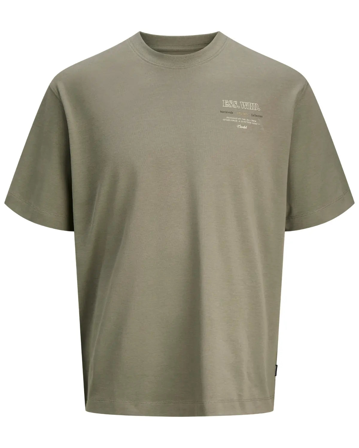 Duża męska koszulka krótki rękaw t-shirt z efektownym nadrukiem na plecach Jack &amp; Jones 12279891 khaki