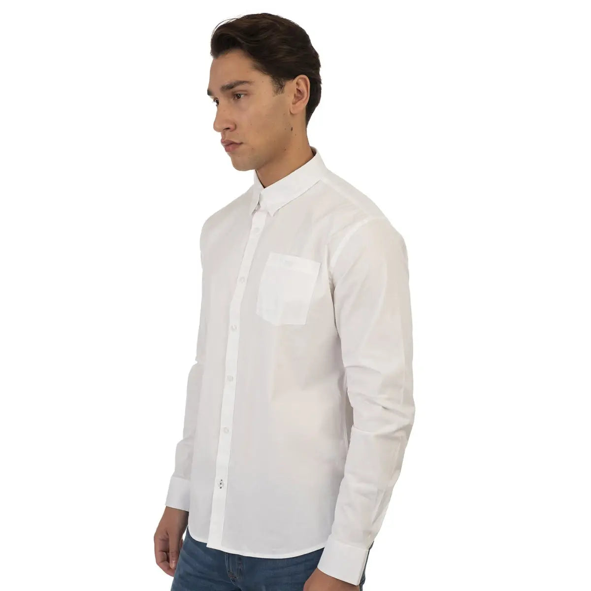 Duża męska koszula długi rękaw gładka elegancka Double Urban Outfitters GS-5041 biała