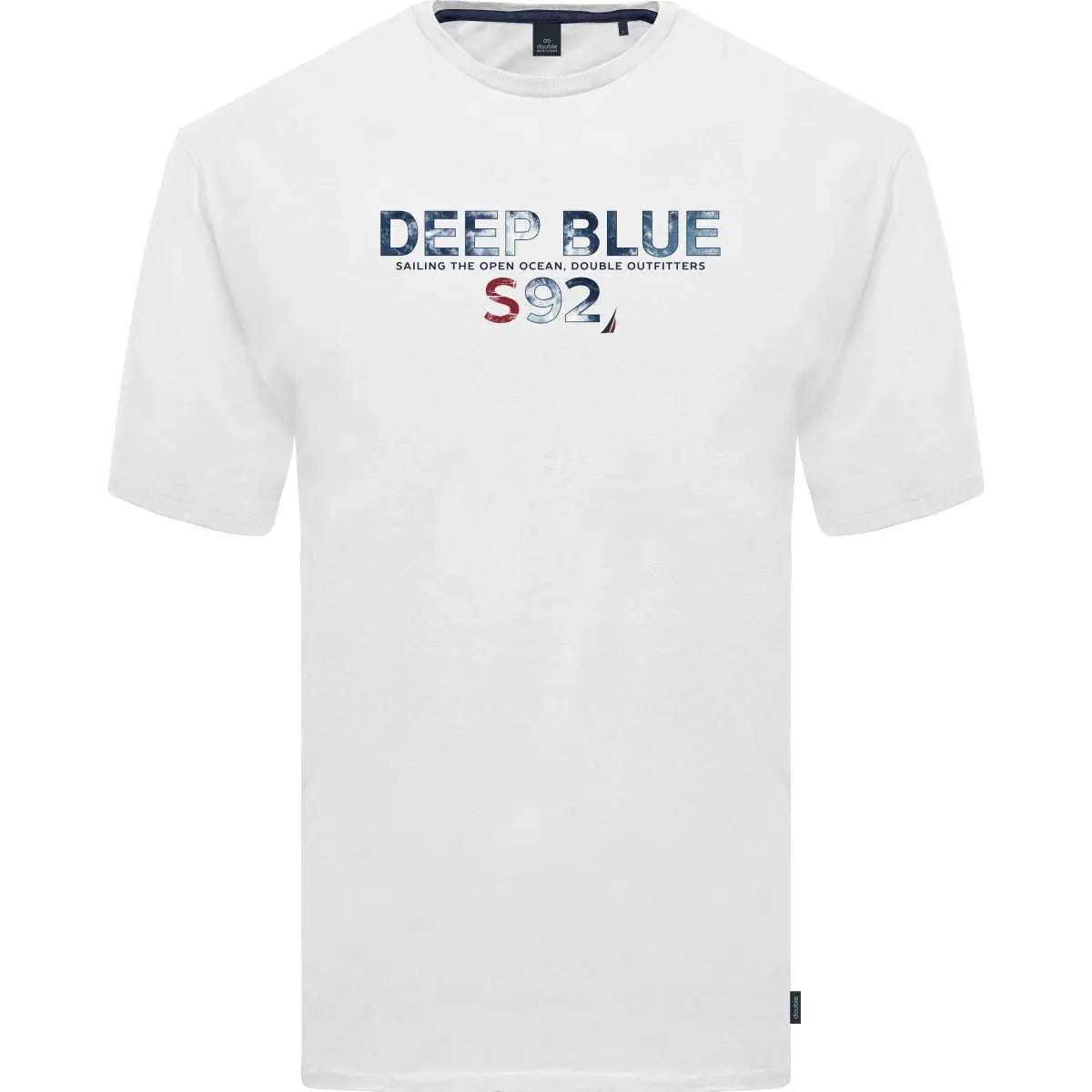 Duża męska koszulka t-shirt krótki rękaw napisy Double TS-9013 biały