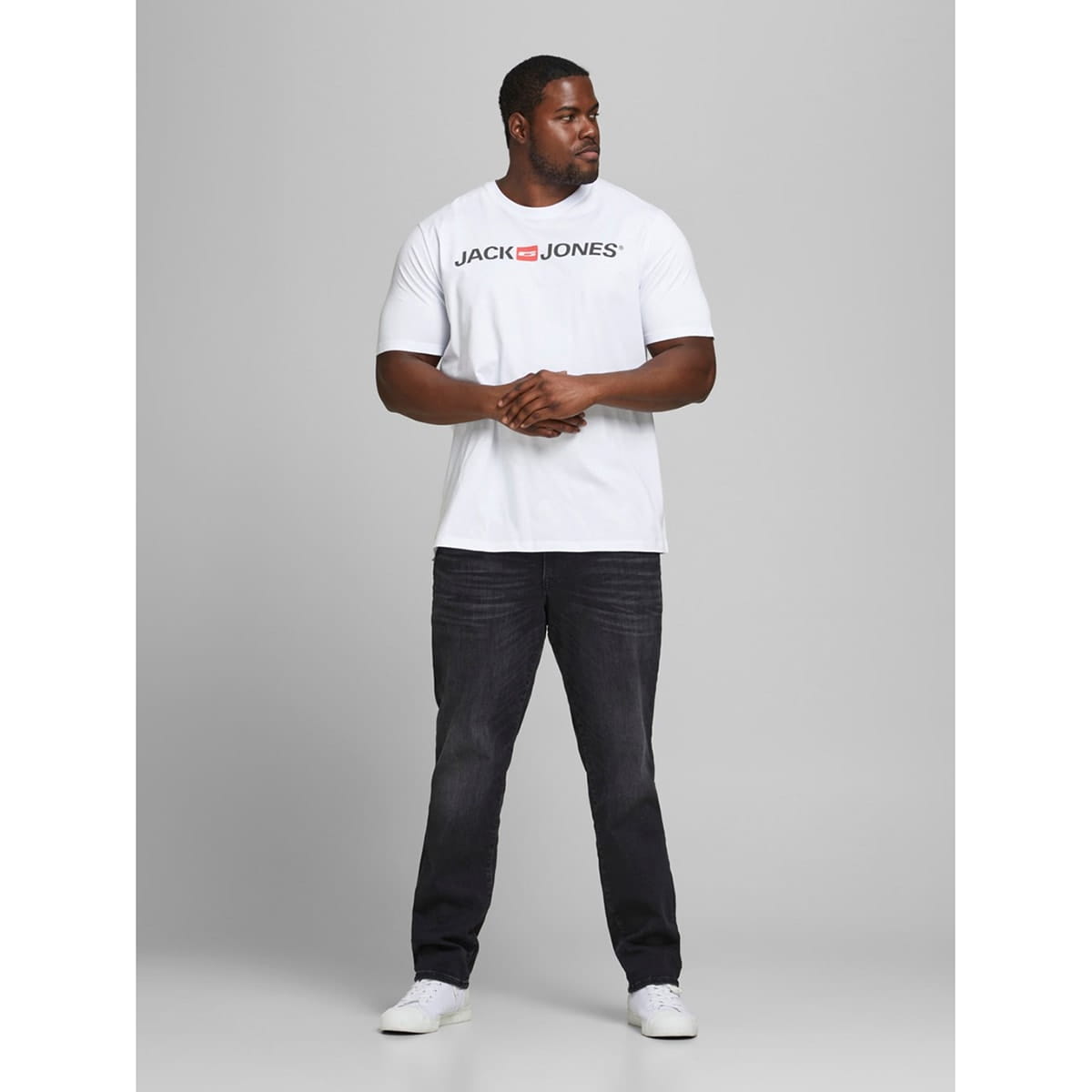 Duża męska koszulka z napisami t-shirt Jack &amp; Jones 12184987 biały