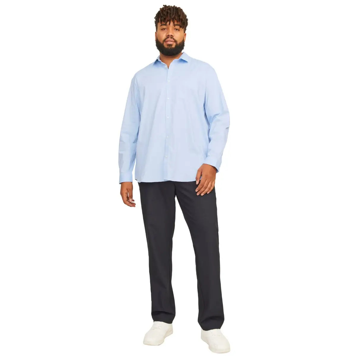 Velká pánská hladká košile s dlouhým rukávem Jack &amp; Jones 12264030 modrá