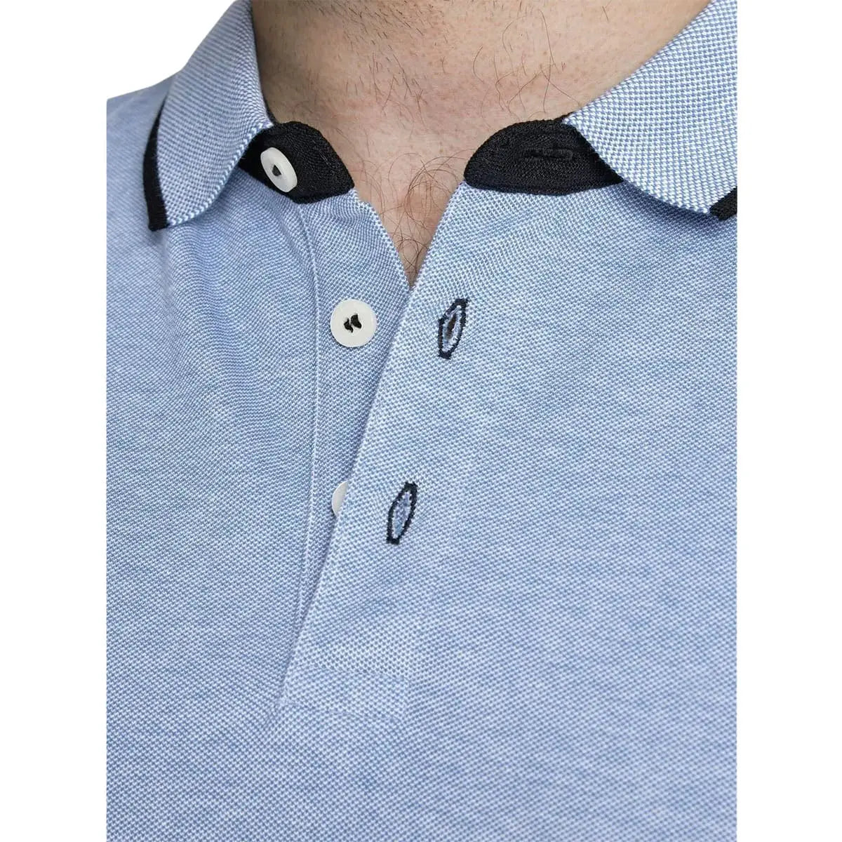 Velké pánské polo tričko s límečkem Jack &amp; Jones 12143859 modré s černou vložkou