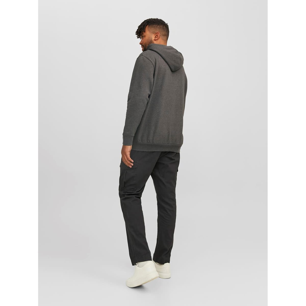 Duża męska bluza wkładana przez głowę z kapturem napisy Jack &amp; Jones 12236803 ciemnoszara