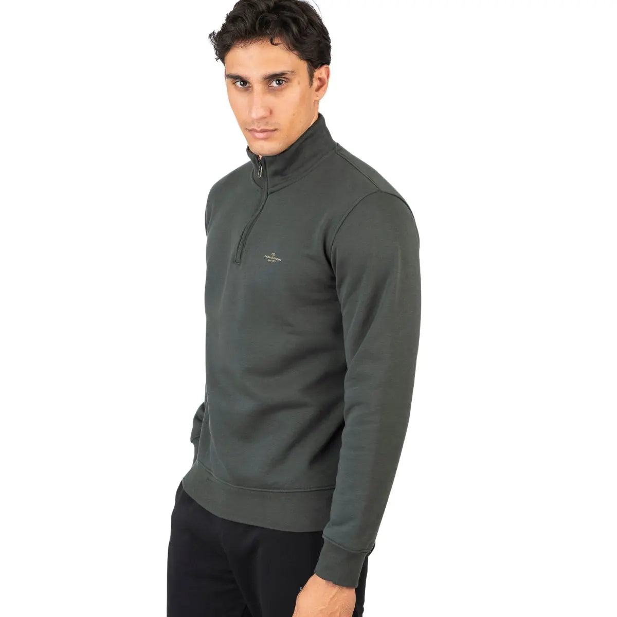 Velká pánská mikina se stojáčkem na krátký zip Double Urban Outfitters MTOP-1082 tmavě zelená