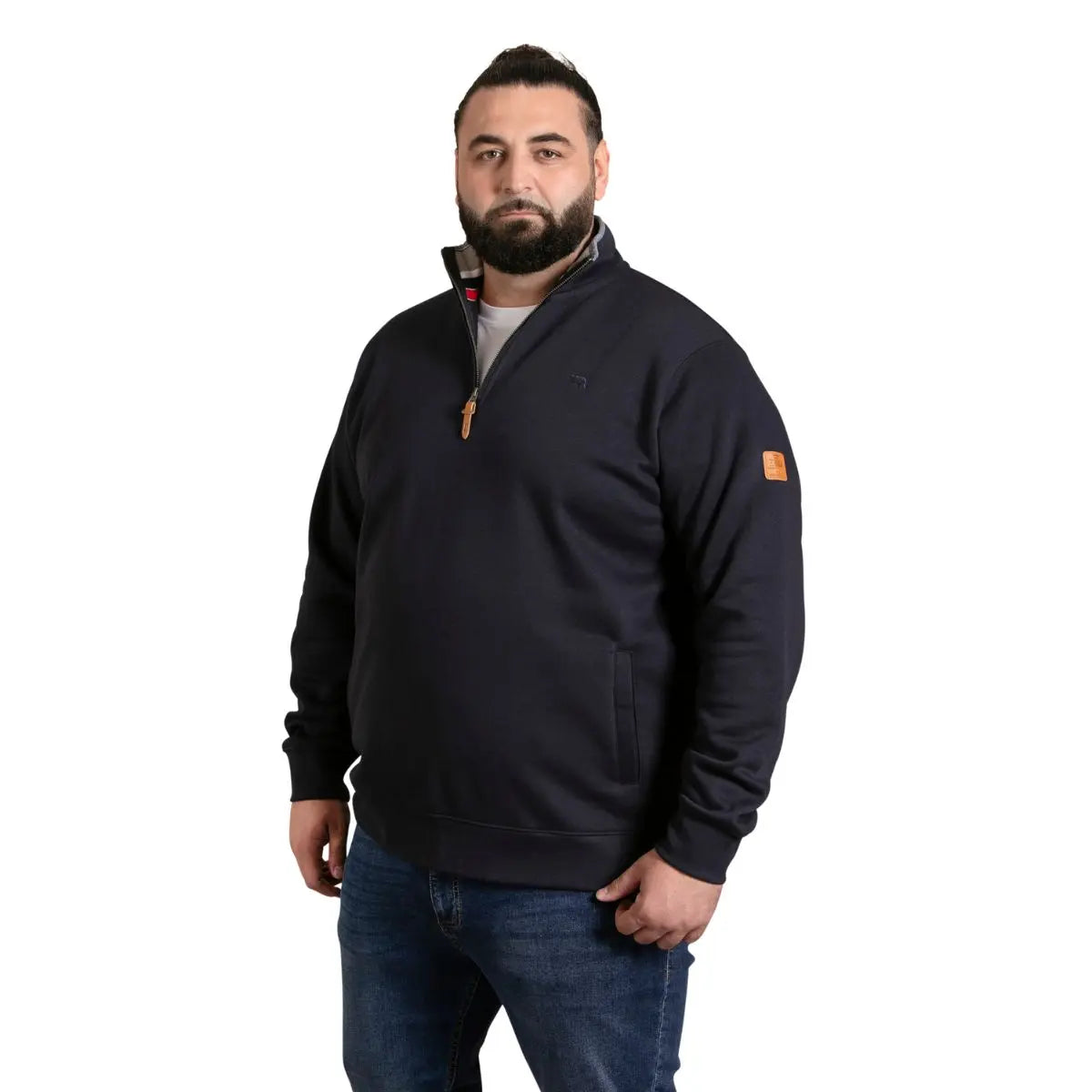 Duża męska bluza ze stójką na krótki zamek Duke D555 Russel 2 granatowa
