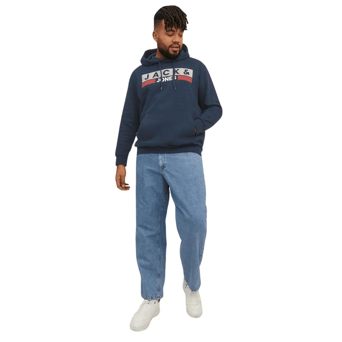 Pánská velká klokánková mikina Jack &amp; Jones 12163777 tmavě modrá