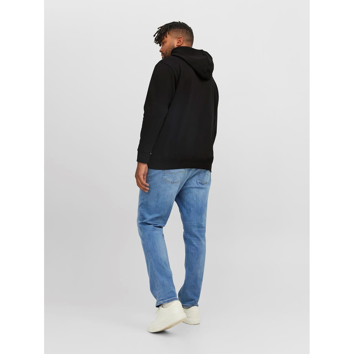 Pánská velká mikina přes hlavu s kapucí Jack &amp; Jones s nápisem 12236803 černá