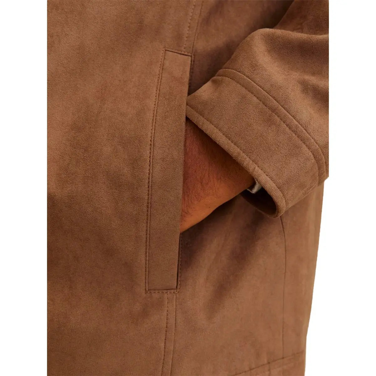 Duża męska kurtka zamszowa lekka Jack &amp; Jones 12264104 brązowa