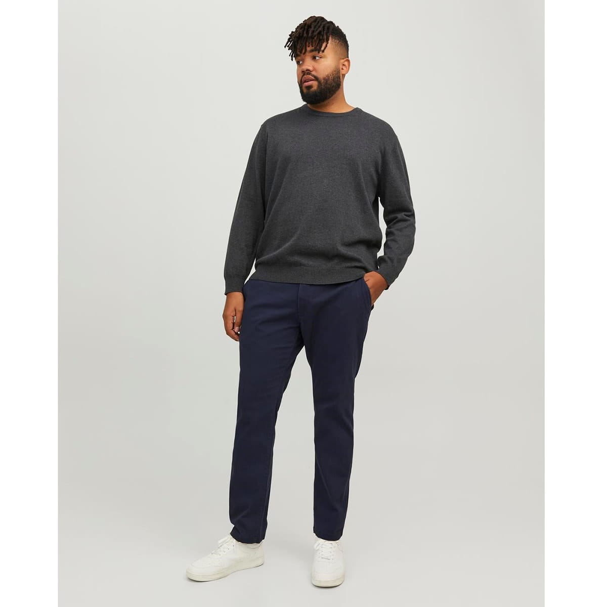 Jack &amp; Jones velké pánské kalhoty chinos 12243603 navy blue