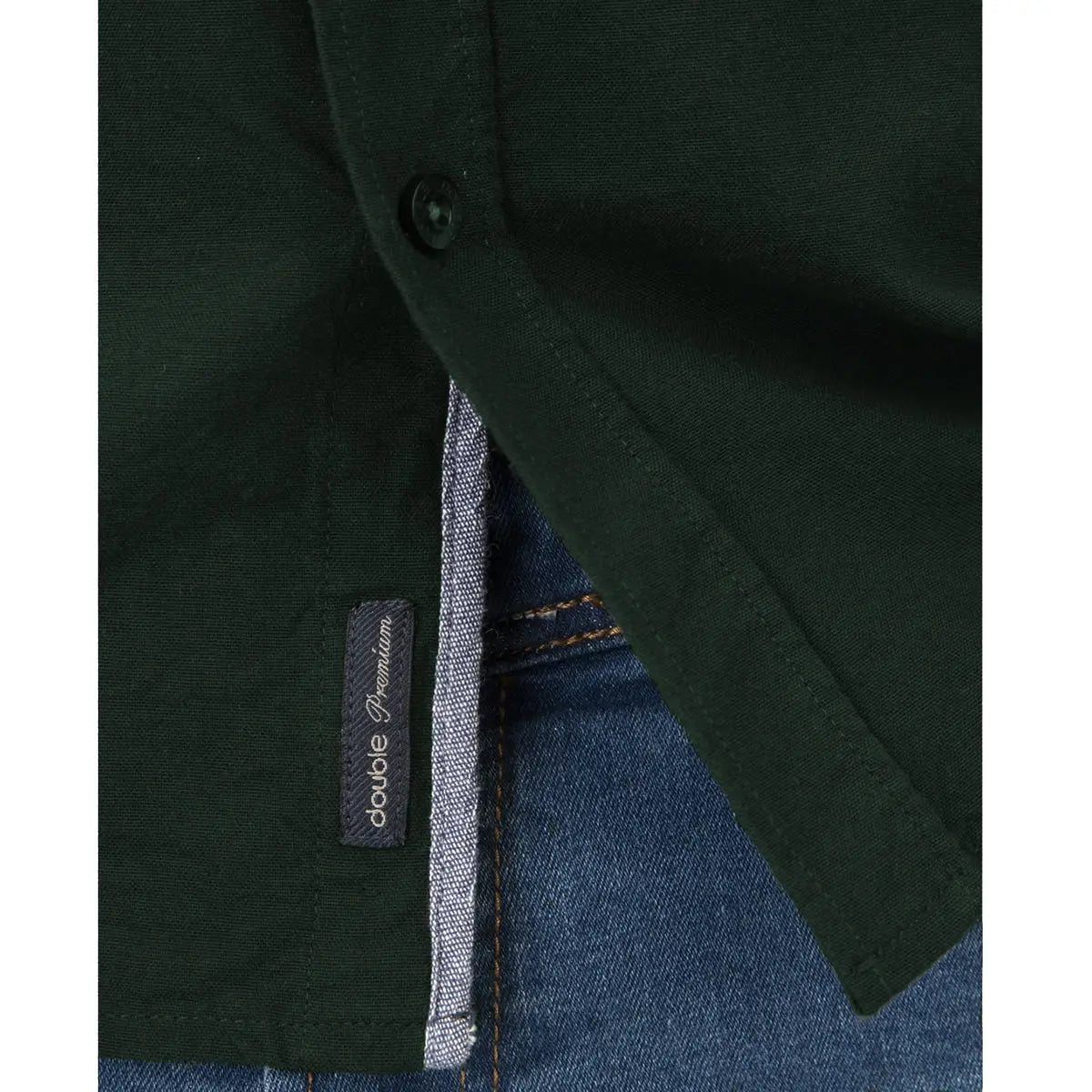 Duża męska gładka koszula długi rękaw Double Urban Outfitters GS-5015 ciemnozielona