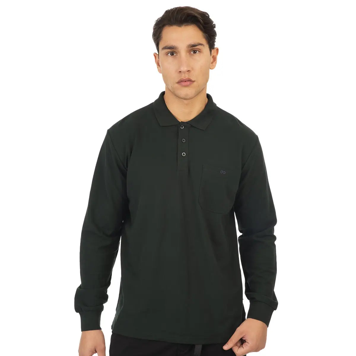 Velké pánské polo tričko s dlouhým rukávem Double Urban Outfitters PS-3031LS tmavě zelené