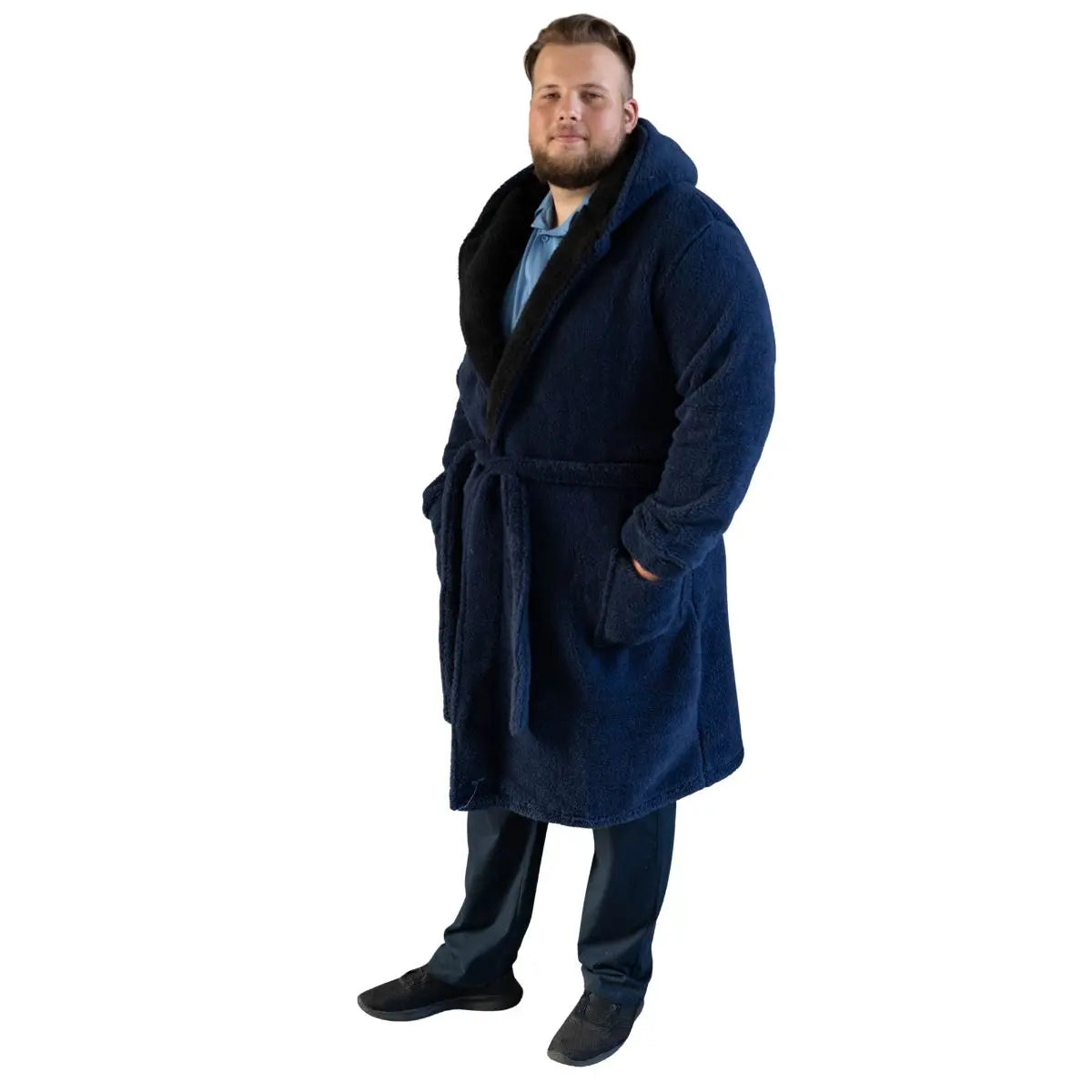 Duży męski szlafrok Duke D555 Newquay granatowy