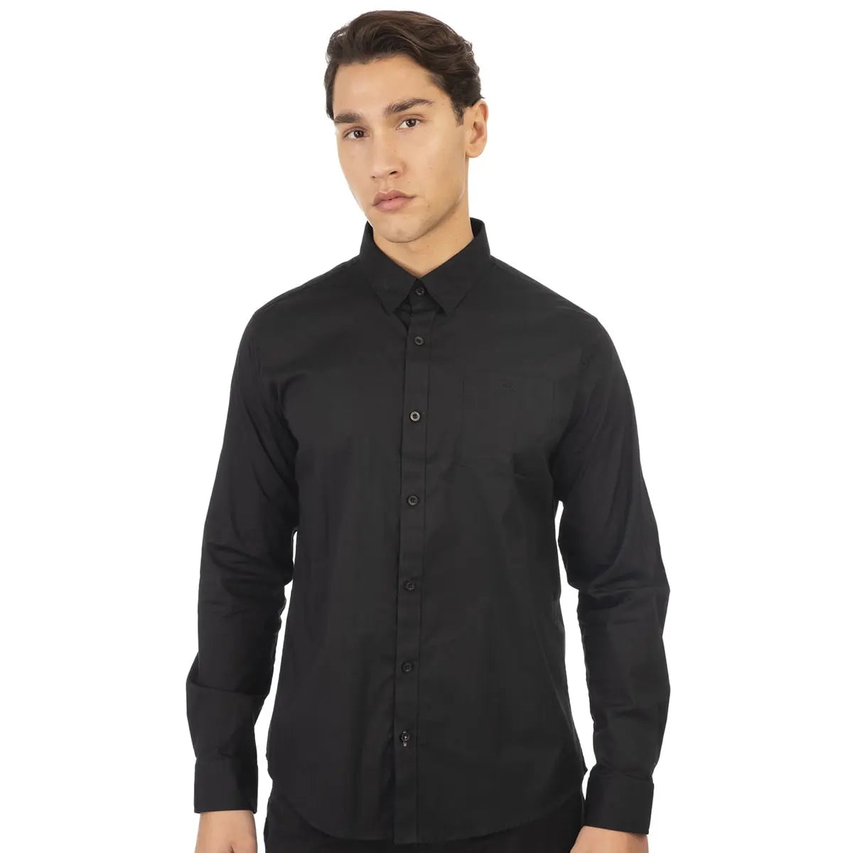 Duża męska koszula długi rękaw gładka elegancka Double Urban Outfitters GS-5041 czarna