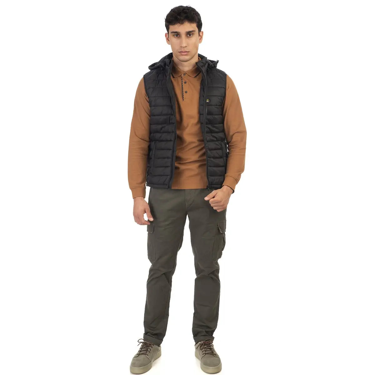 Duży męski bezrękawnik kamizelka z kapturem Double Urban Outfitters SMJK-2001 czarna