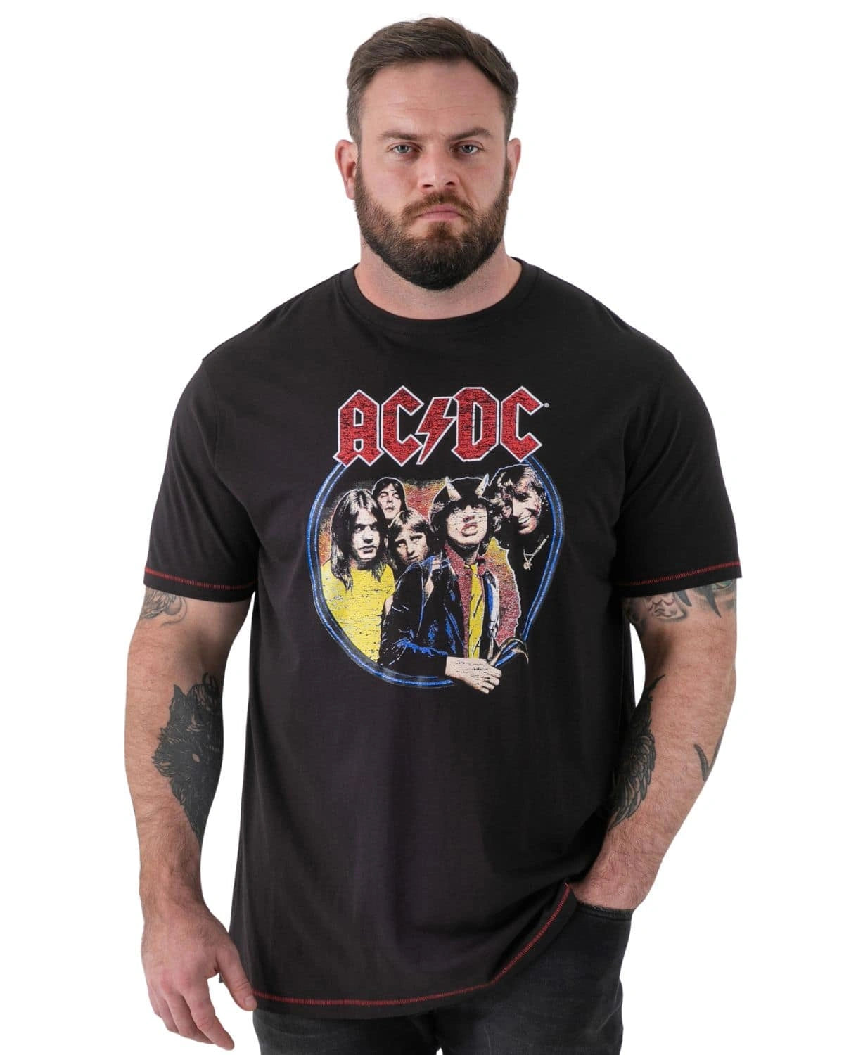 Duży męski t-shirt z nadrukiem AC/DC Highway To Hell Hugh Duke D555 czarny