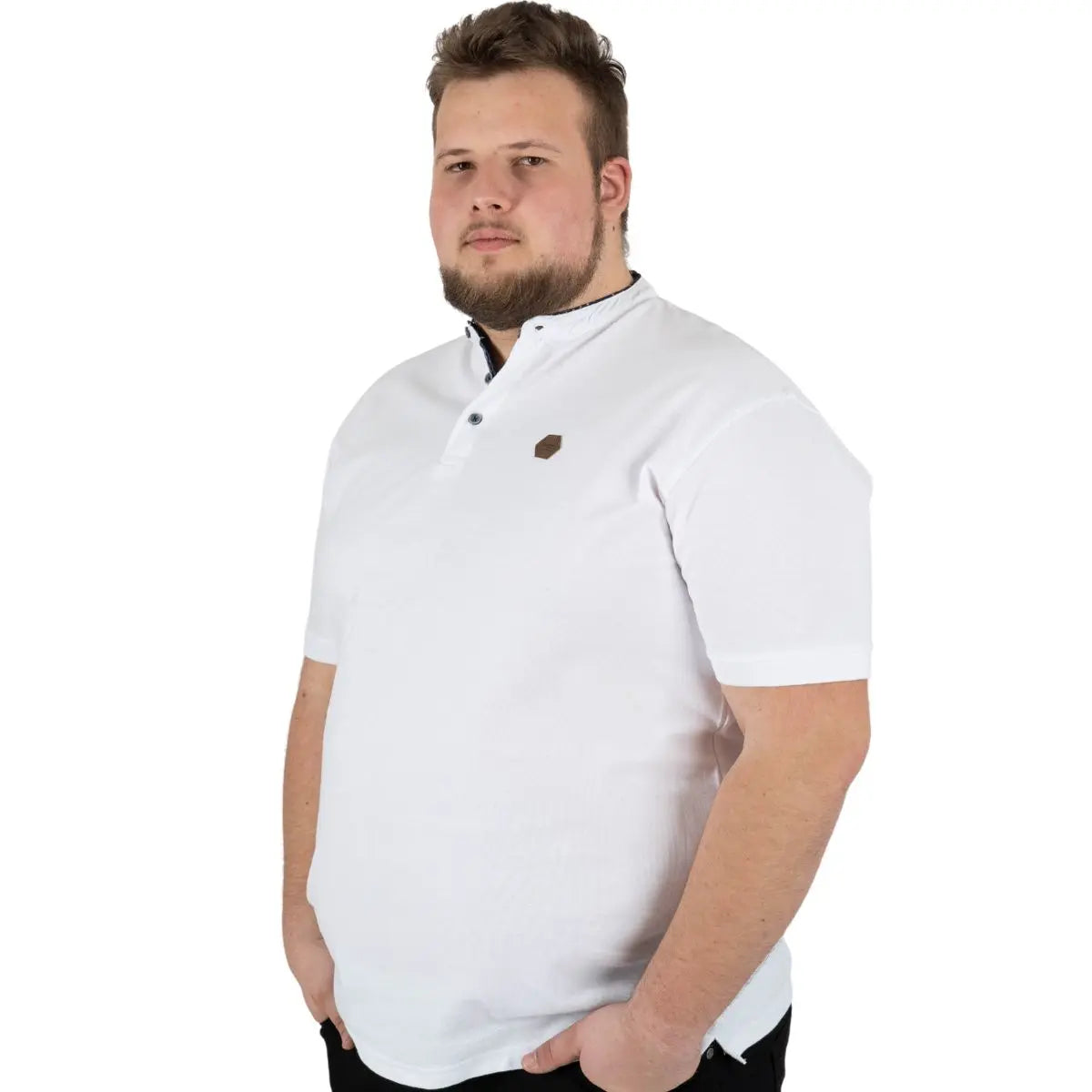 Duża męska koszulka polo na stójce gładka Double PS-3046 biała