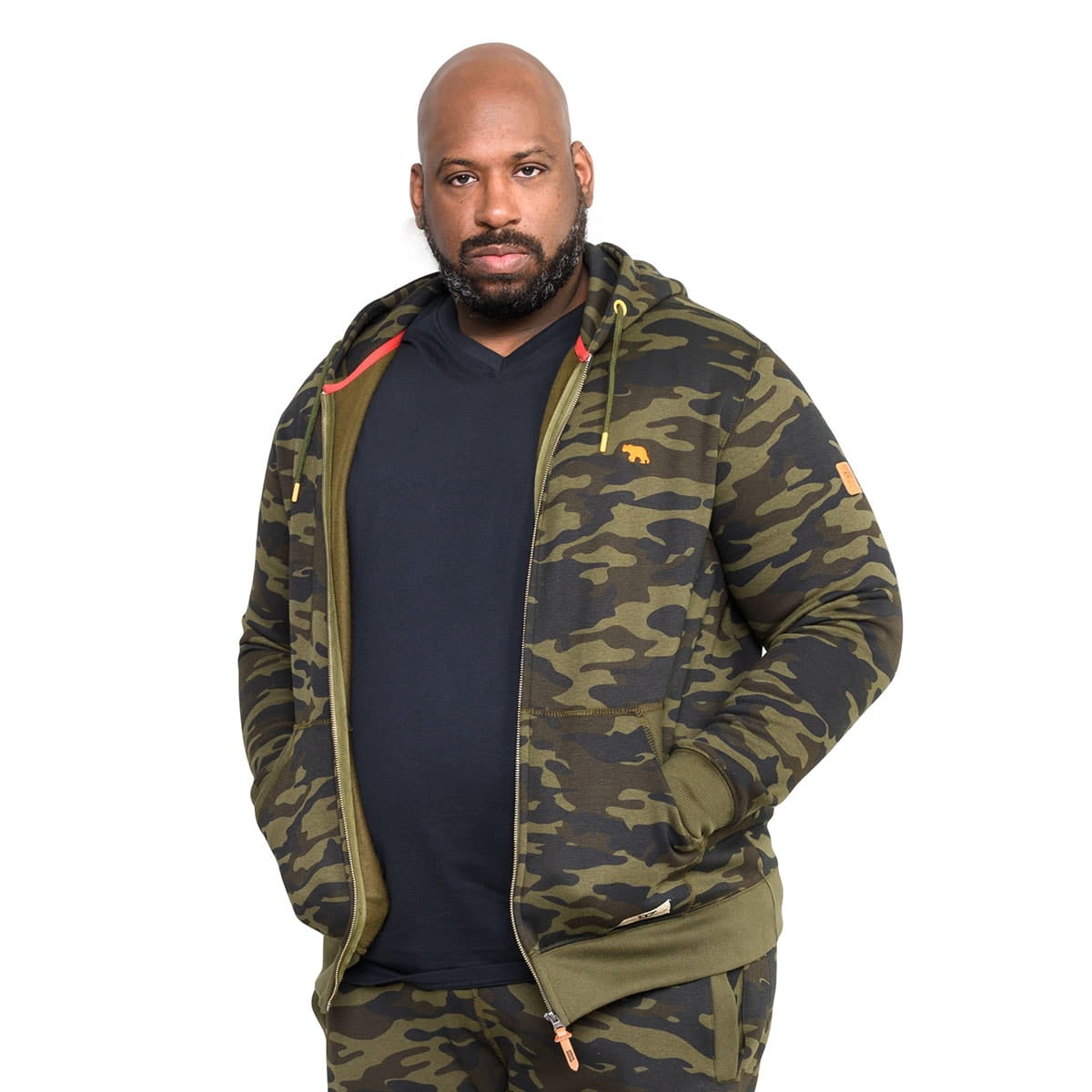 Pánská mikina pro vysokého muže (TALL) na zip s kapucí moro Duke D555 Regent khaki