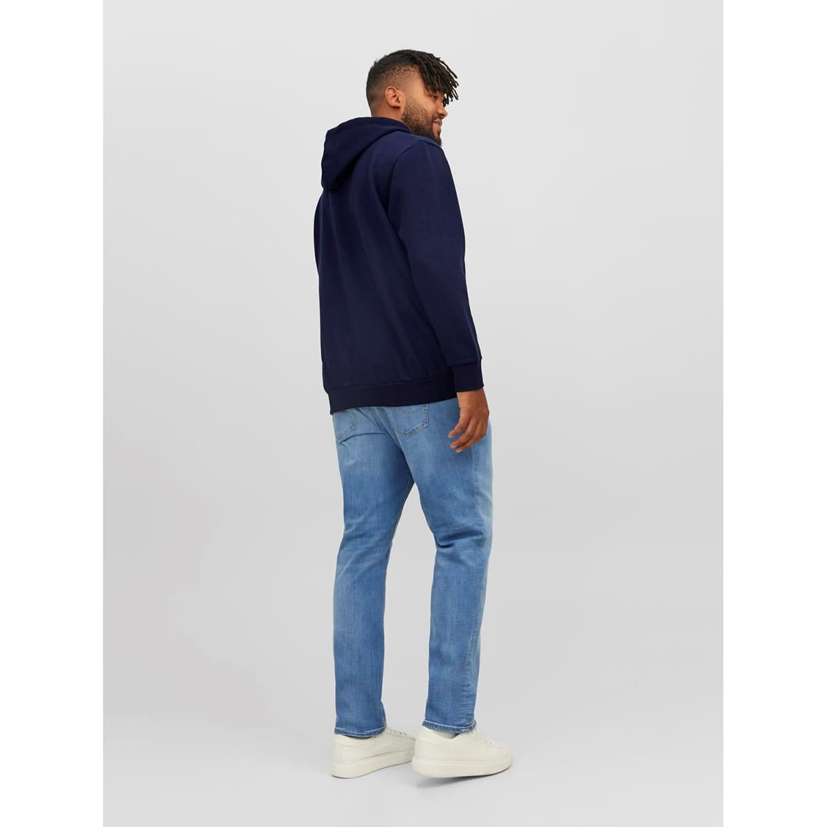 Pánská velká mikina s kapucí Jack &amp; Jones 12236803 tmavě modro-červená s nápisy