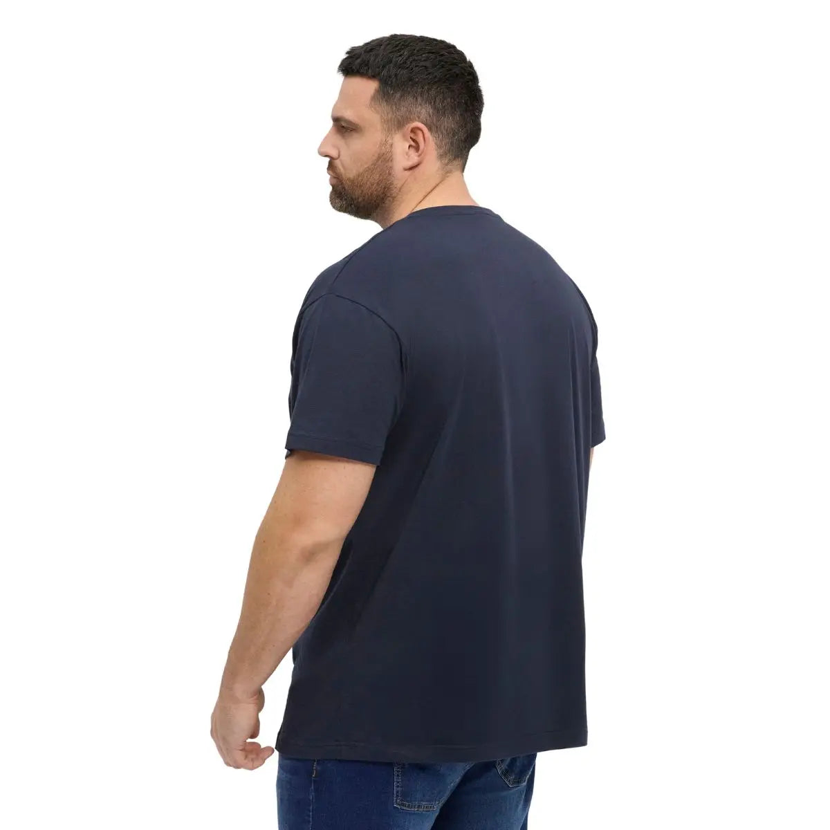 Duży męski T-shirt gładka koszulka z dekoltem w serek North Latitude 51328-0581 granatowa