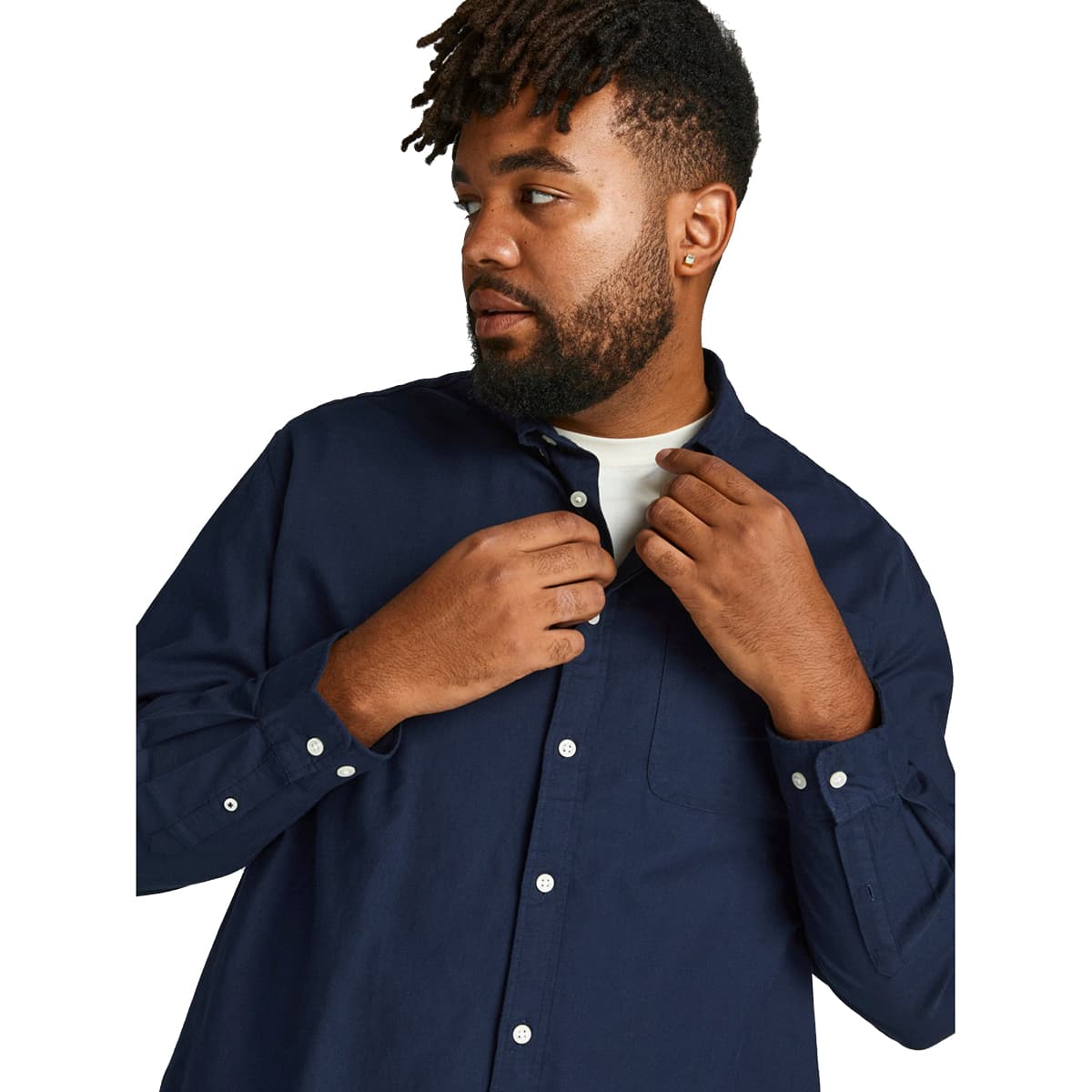 Pánská hladká košile Jack &amp; Jones s dlouhým rukávem 12190444 tmavě modrá